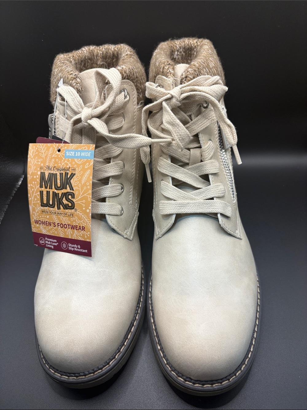 Muk Luks Women's Stone Lace-Up sweater cuff Boots